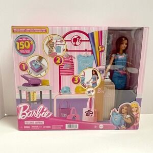 Mattel Barbie Make & Sell Boutique Playset Brunette Doll HKT78 New